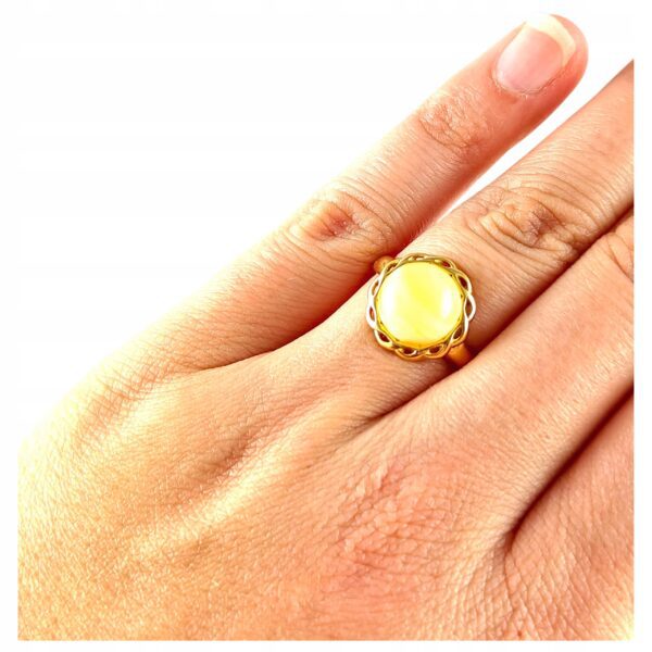 193c7aee4ab29cb8d8ad1767603a2afb.jpg PIERŚCIONEK ZŁOTY MODNY z Bursztynem SREBRO 925 Pozłacane Regulowany PIĘKNY