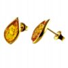 KOLCZYKI ZŁOTE Z CERTYFIKOWANYM BURSZTYNEM KLASYCZNE SREBRO POZŁACANE 925