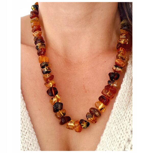 NASZYJNIK z CERTYFIKOWANYM BURSZTYNEM Ręcznie Wykonany ŚLICZNY PIĘKNY