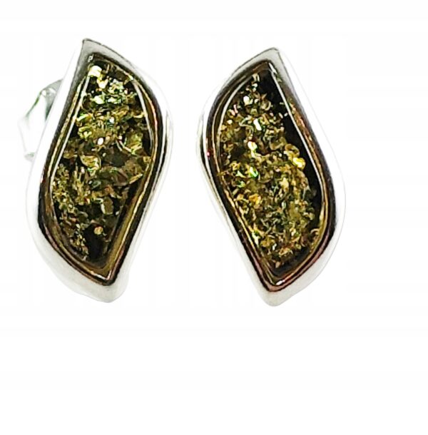 KOLCZYKI SREBRNE z BURSZTYNEM Bałtyckim ELEGANCKIE Sztyft SREBRO PREZENT