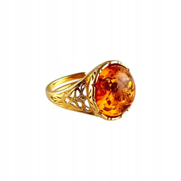 2ae2a88208a82e3069d40713ceb7a7cb.jpg PIERŚCIONEK ZŁOTY REGULOWANY z CERTYFIKOWANYM BURSZTYNEM Srebro Pozłacane