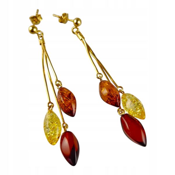 2b6de7912f33d847ce82cb86e3223fa8.jpg Kolczyki złote z bursztynem - piękne wiszące kolczyki na sztyft - srebro pozłacane