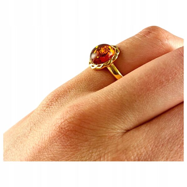 2c72ef6ad7104a6b4db9fa2b3aa0e89d.jpg PIERŚCIONEK ZŁOTY MODNY z Bursztynem SREBRO 925 Pozłacane Regulowany PIĘKNY