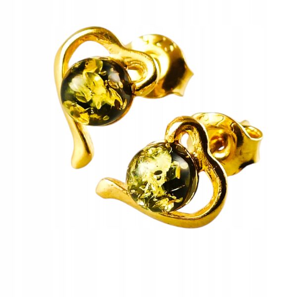 2c7c7ec1de531403e2ec47bf770b0400.jpg Kolczyki srebrne pozłacane serduszka z bursztynem