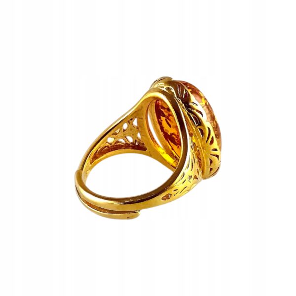 2cd18043626b98a03314f8a2a6847b3e.jpg PIERŚCIONEK ZŁOTY REGULOWANY z CERTYFIKOWANYM BURSZTYNEM Srebro Pozłacane