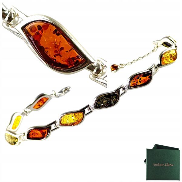 2d195f022549ecc5c5955a3264f19f6b.jpg SREBRNA BRANSOLETKA z CERTYFIKOWANYM Bursztynem DELIKATNA PIĘKNA ELEGANCKA