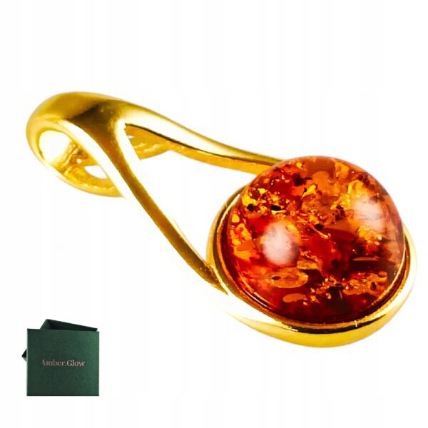 2fefb738689e29617654a59d150dfa12.jpg Wisiorek złoty z koniakowym bursztynem - delikatny - srebro pozłacane
