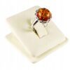 Pierścionek srebrny z bursztynem - okrągły delikatny