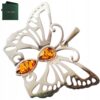 32d758e8d969d96ab3c8e1d087014c82.jpg WISIOREK SREBRNY z CERTYFIKOWANYM BURSZTYNEM PIĘKNY DUŻY MOTYL SREBRO 925