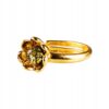 Pierścionek srebrny pozłacany z bursztynem - kwiatek