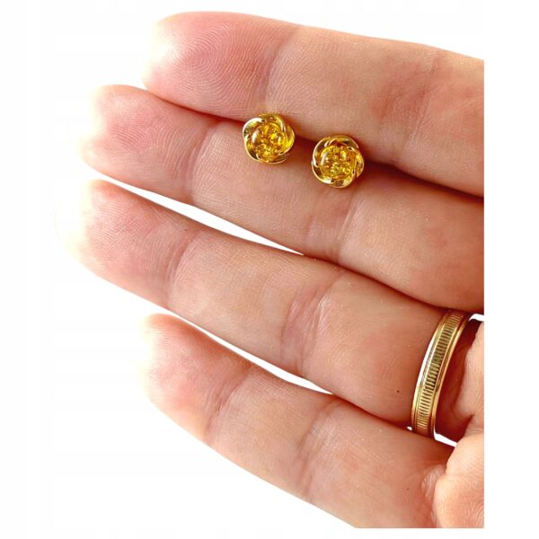 KOLCZYKI ZŁOTE z CERTYFIKOWANYM BURSZTYNEM Srebro Pozłacane 925 ŚLICZNE