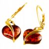 38b92ab57558dd8c6b7b8f9576fe7fc7.jpg Kolczyki srebrne pozłacane serduszka z bursztynem - wiszące