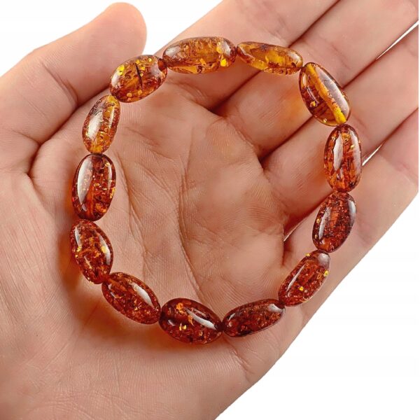 Bransoletka z certyfikowanym bursztynem - bursztyn szlifowany - Bransoletka na gumce