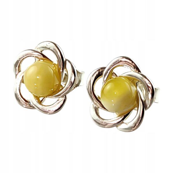 3aac877af02743b5935681a573e53c9b.jpg KOLCZYKI SREBRNE z CERTYFIKOWANYM Bursztynem ŚLICZNE Sztyft SREBRO 925