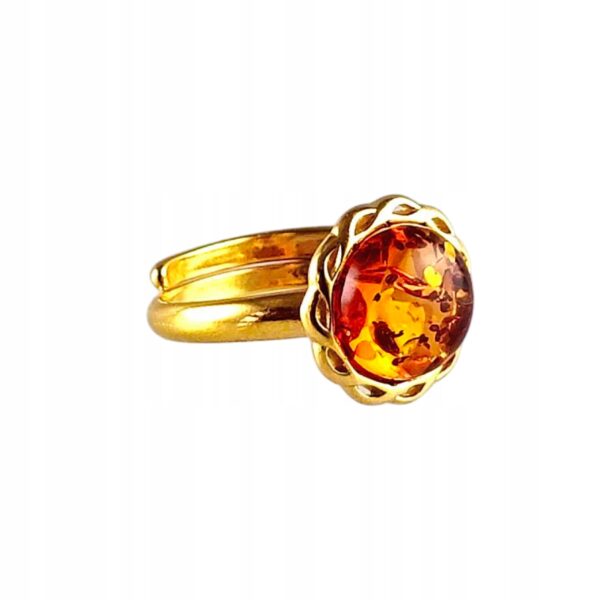3d5ffb799035c705598f3bb7ff60423f.jpg PIERŚCIONEK ZŁOTY MODNY z Bursztynem SREBRO 925 Pozłacane Regulowany PIĘKNY