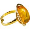 Pierścionek srebrny pozłacany z bursztynem - owalny klasyczny