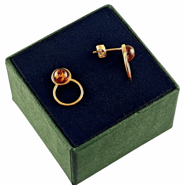 ZŁOTE KOLCZYKI Z BURSZTYNEM BAŁTYCKIM SZTYFTY SREBRO POZŁACANE 925 PREZENT