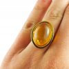 Pierścionek srebrny pozłacany z bursztynem - owalny klasyczny
