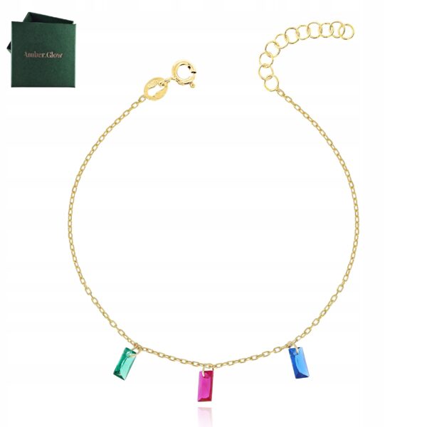 4c0e7ad8ecbd58b70d9dc4d638e6643c.jpg BRANSOLETKA ZŁOTA KOLOROWE CYRKONIE SREBRO POZŁACANE DELIKATNA NA PREZENT