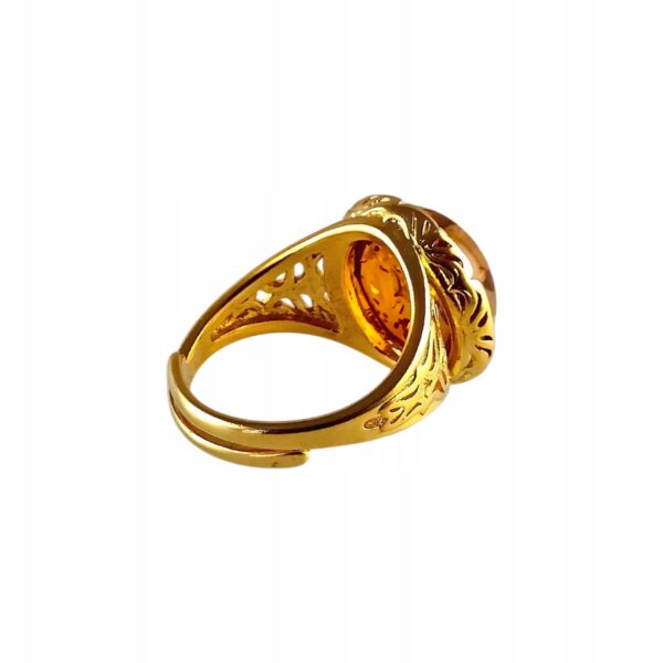 4db67d6211b93d743efe7b8eb01e3a5d.jpg PIERŚCIONEK ZŁOTY REGULOWANY z CERTYFIKOWANYM BURSZTYNEM Srebro Pozłacane