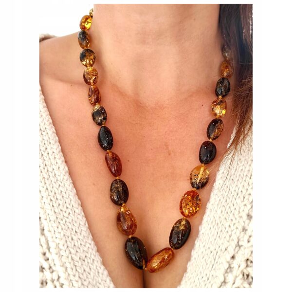 NASZYJNIK z CERTYFIKOWANYM BURSZTYNEM Ręcznie Wykonany ŚLICZNY PIĘKNY