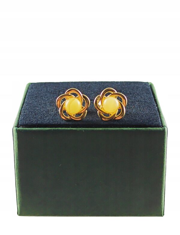 Kolczyki srebrne pozłacane z bursztynem