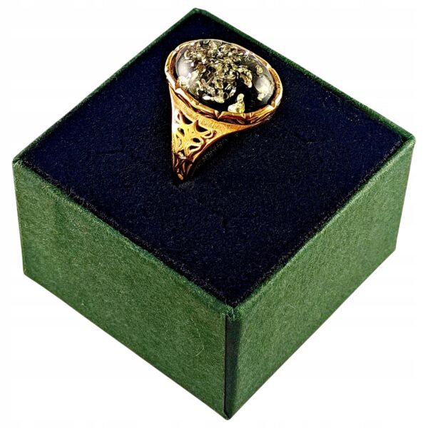 584e5af1a0021f062b9dc2296bcb42c6.jpg PIERŚCIONEK ZŁOTY REGULOWANY z CERTYFIKOWANYM BURSZTYNEM Srebro Pozłacane