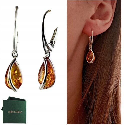 60c960748cc0af62a9fbb110e8fe2cfb.jpg KOLCZYKI SREBRNE z Bursztynem DELIKATNE Bigiel Angielski Srebro NA PREZENT