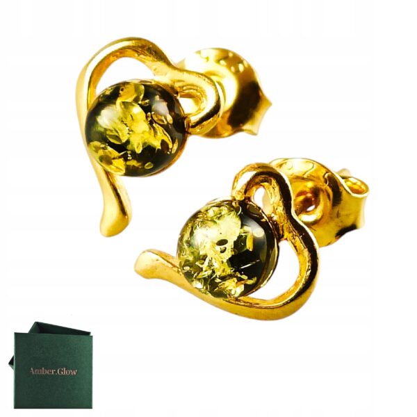 615567c8d499ba45abae24347ec88615.jpg Kolczyki srebrne pozłacane serduszka z bursztynem