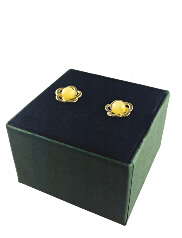 Kolczyki srebrne pozłacane z bursztynem