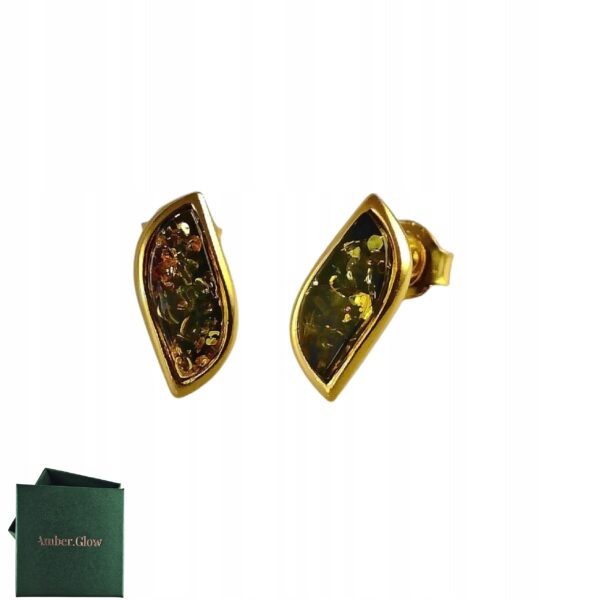 68c6200b464129c897498b9a2e980bf3-1.jpg KOLCZYKI ZŁOTE z CERTYFIKOWANYM BURSZTYNEM Piękne Sztyft Srebro Pozłacane