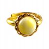 Pierścionek srebrny pozłacany z mlecznym bursztynem - okrągły delikatny - regulowany