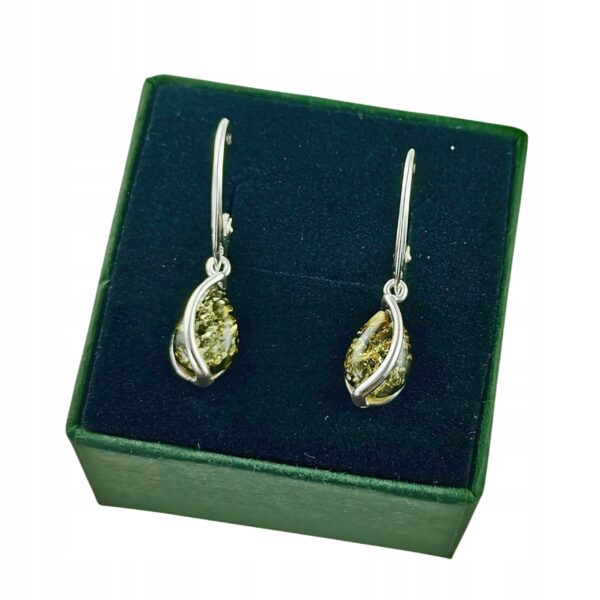 KOLCZYKI SREBRNE z Bursztynem DELIKATNE Bigiel Angielski Srebro NA PREZENT