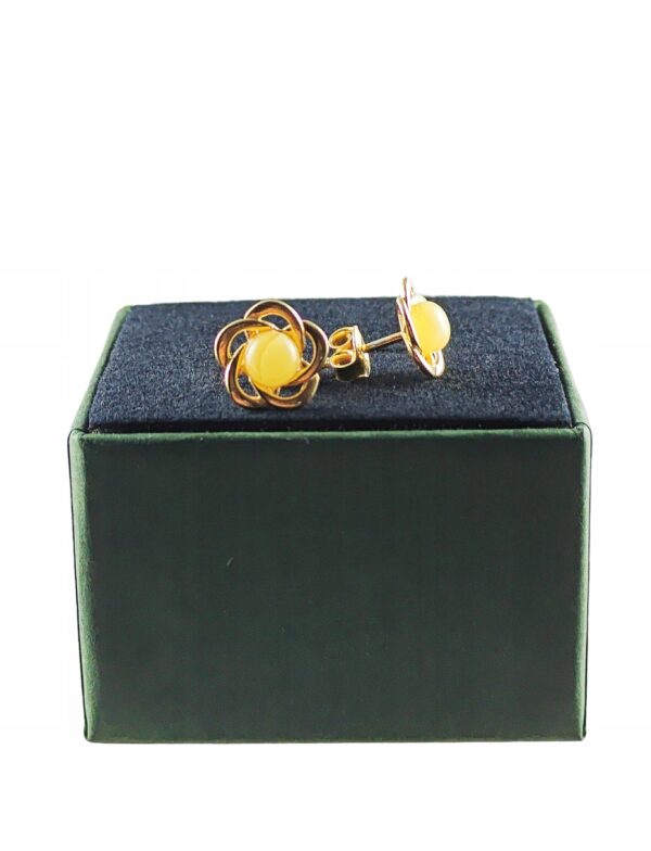 Kolczyki srebrne pozłacane z bursztynem