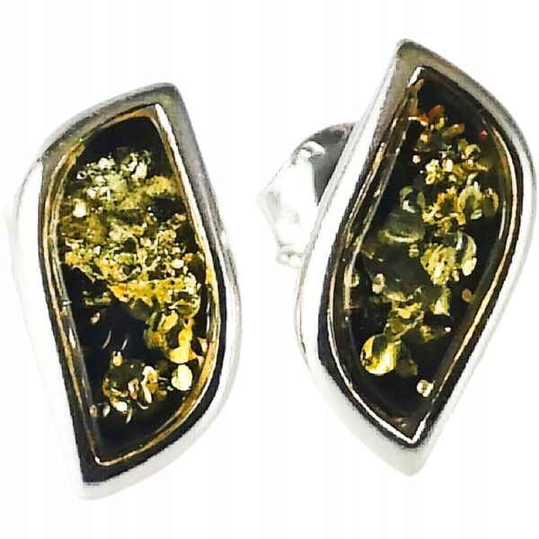 KOLCZYKI SREBRNE z BURSZTYNEM Bałtyckim ELEGANCKIE Sztyft SREBRO PREZENT