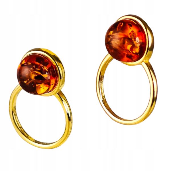 ZŁOTE KOLCZYKI Z BURSZTYNEM BAŁTYCKIM SZTYFTY SREBRO POZŁACANE 925 PREZENT