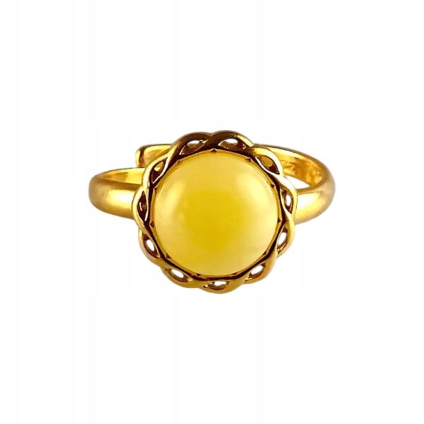 7b0df38a1e300ff62ad003c6faacc75b.jpg PIERŚCIONEK ZŁOTY MODNY z Bursztynem SREBRO 925 Pozłacane Regulowany PIĘKNY