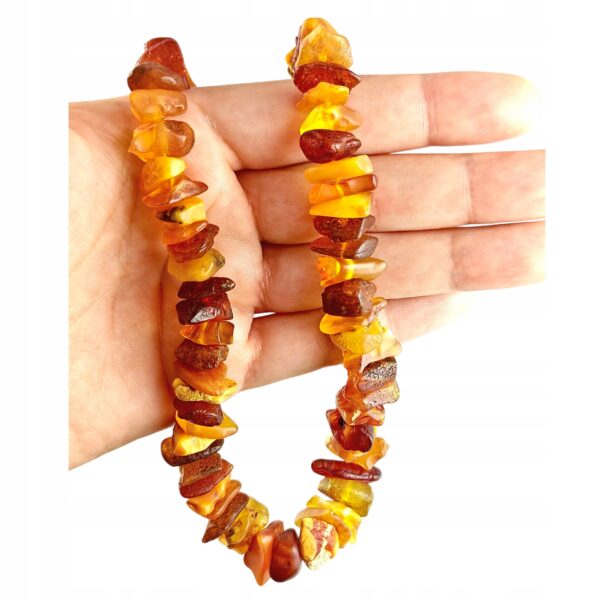 Naszyjnik z Surowego Bursztynu Certyfikowanego ręcznie wykonany na Tarczycę