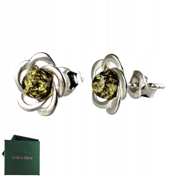 Kolczyki srebrne z bursztynem