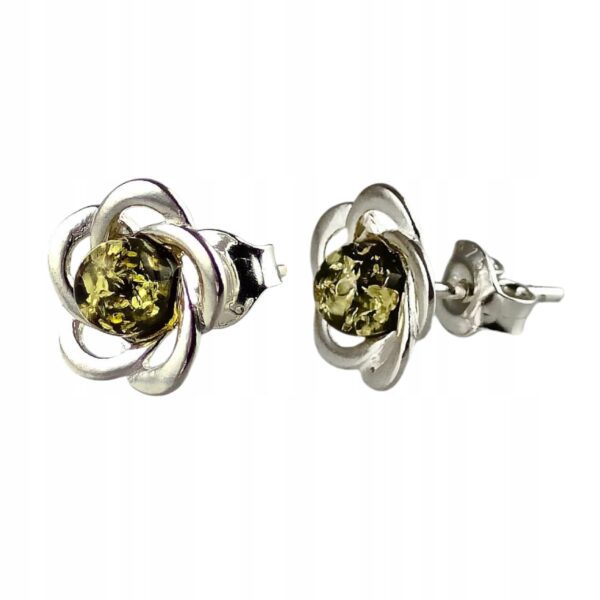 Kolczyki srebrne z bursztynem