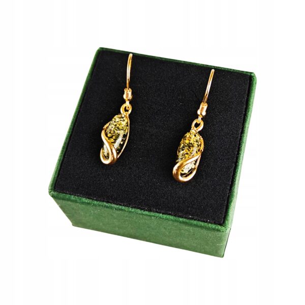 Kolczyki srebrne pozłacane z bursztynem