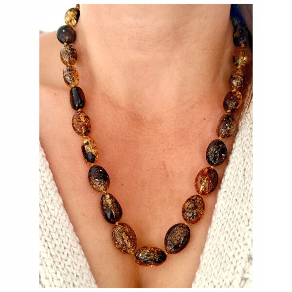 NASZYJNIK z CERTYFIKOWANYM BURSZTYNEM Ręcznie Wykonany ŚLICZNY PIĘKNY