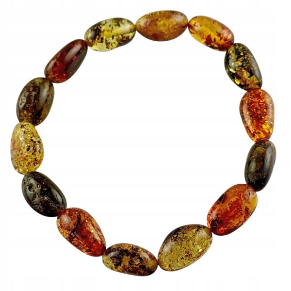 Bransoletka z certyfikowanym bursztynem - bursztyn szlifowany - Bransoletka na gumce