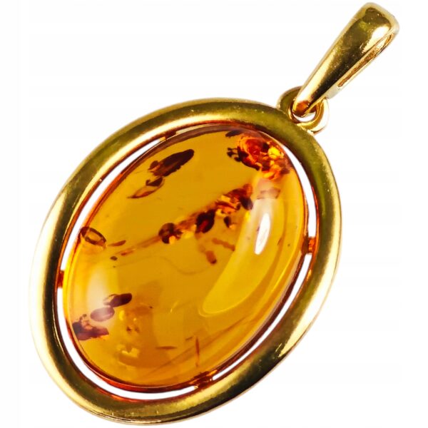 91048d5caf8f8cee063f62c245246786.jpg WISIOREK ZŁOTY Z CERTYFIKOWANYM BURSZTYNEM ZAWIESZKA SREBRO POZŁACANE 925