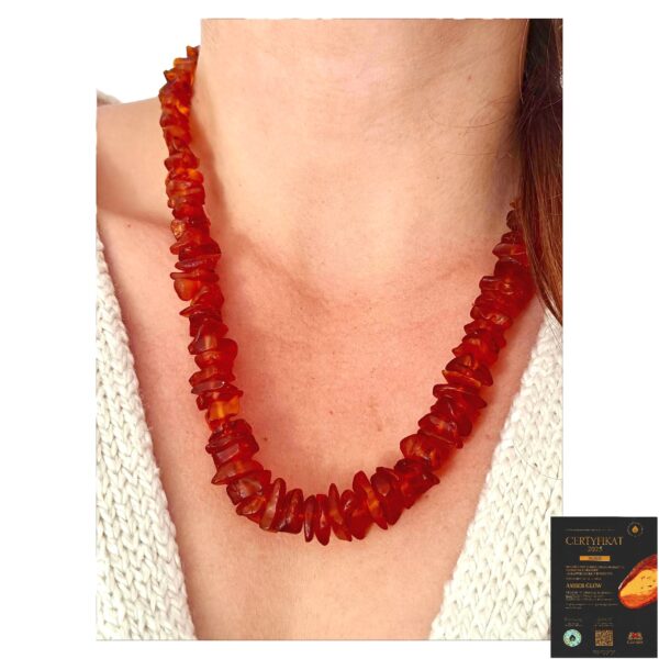 Naszyjnik z Surowego Bursztynu Certyfikowanego ręcznie wykonany na Tarczycę