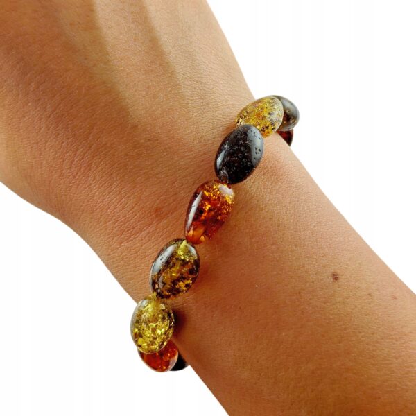 Bransoletka z certyfikowanym bursztynem - bursztyn szlifowany - Bransoletka na gumce