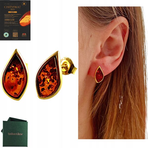 931f0f0d9b8adb6117c4f334aa4974cd.jpg KOLCZYKI ZŁOTE Z CERTYFIKOWANYM BURSZTYNEM KLASYCZNE SREBRO POZŁACANE 925