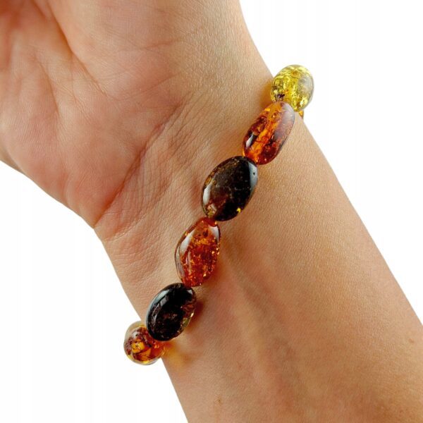 Bransoletka z certyfikowanym bursztynem - bursztyn szlifowany - Bransoletka na gumce