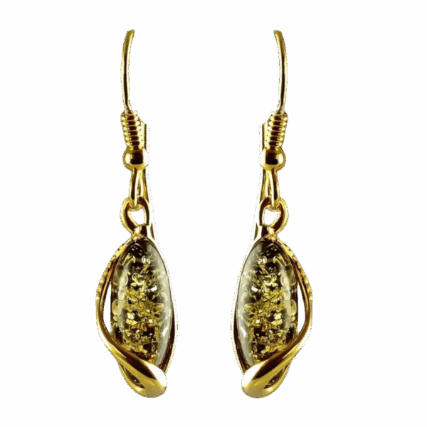 Kolczyki srebrne pozłacane z bursztynem