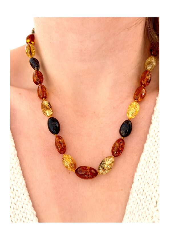 NASZYJNIK z CERTYFIKOWANYM BURSZTYNEM Ręcznie Wykonany ŚLICZNY PIĘKNY